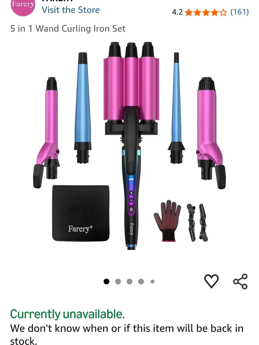 Farery 5-in-1 Curling Iron Set - Pink & Blue - Picture 1 of 9